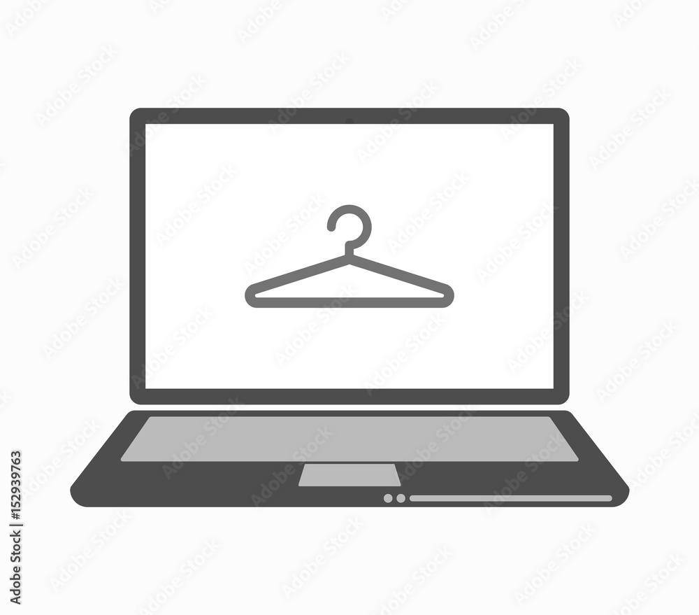 Isolated line art laptop with a hanger