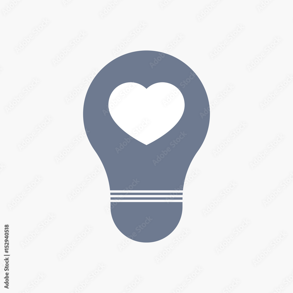 Isolated light bulb icon with a heart Isolated light bulb icon with a heart