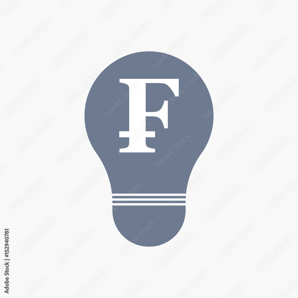 Isolated light bulb icon with a swiss franc sign Isolated light bulb icon with a swiss franc sign