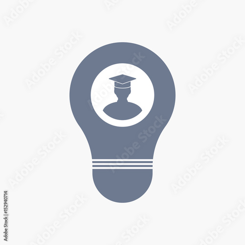 Isolated light bulb icon with a student