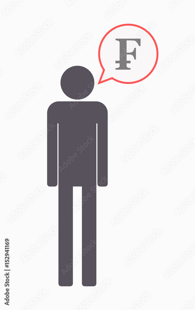 Isolated male pictogram with a swiss franc sign Isolated male pictogram with a swiss franc sign