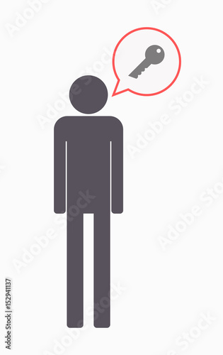 Isolated male pictogram with a key
