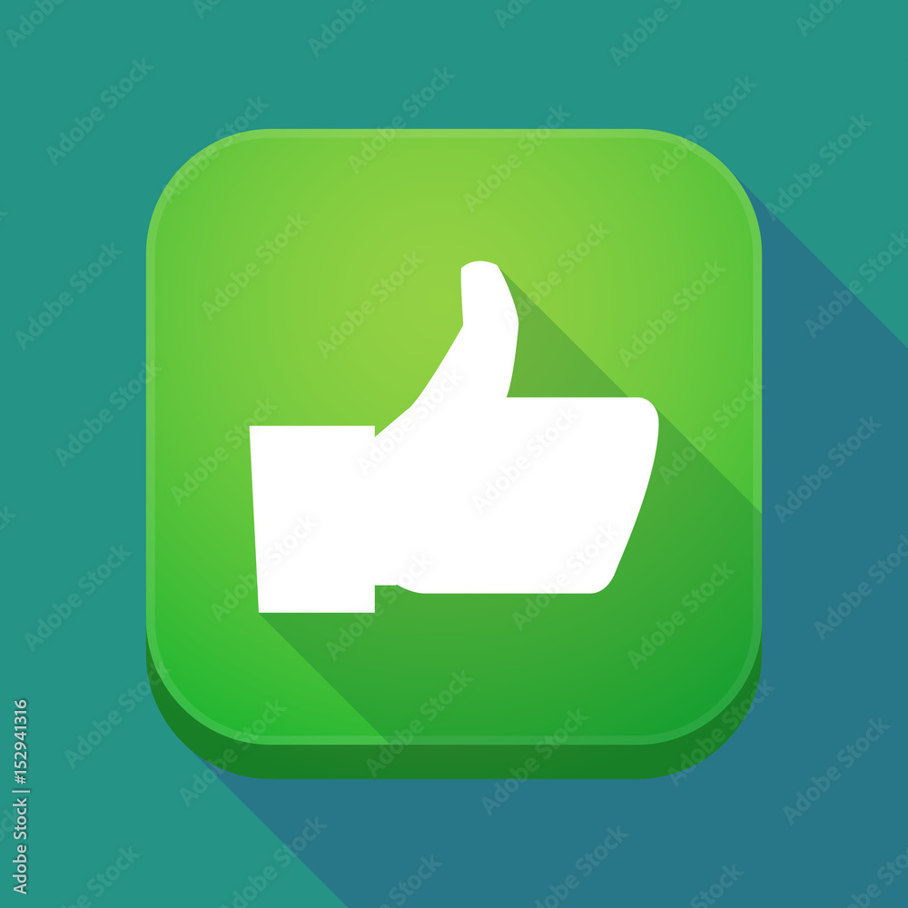 Long shadow app icon with a thumb up hand Long shadow app icon with a thumb up hand