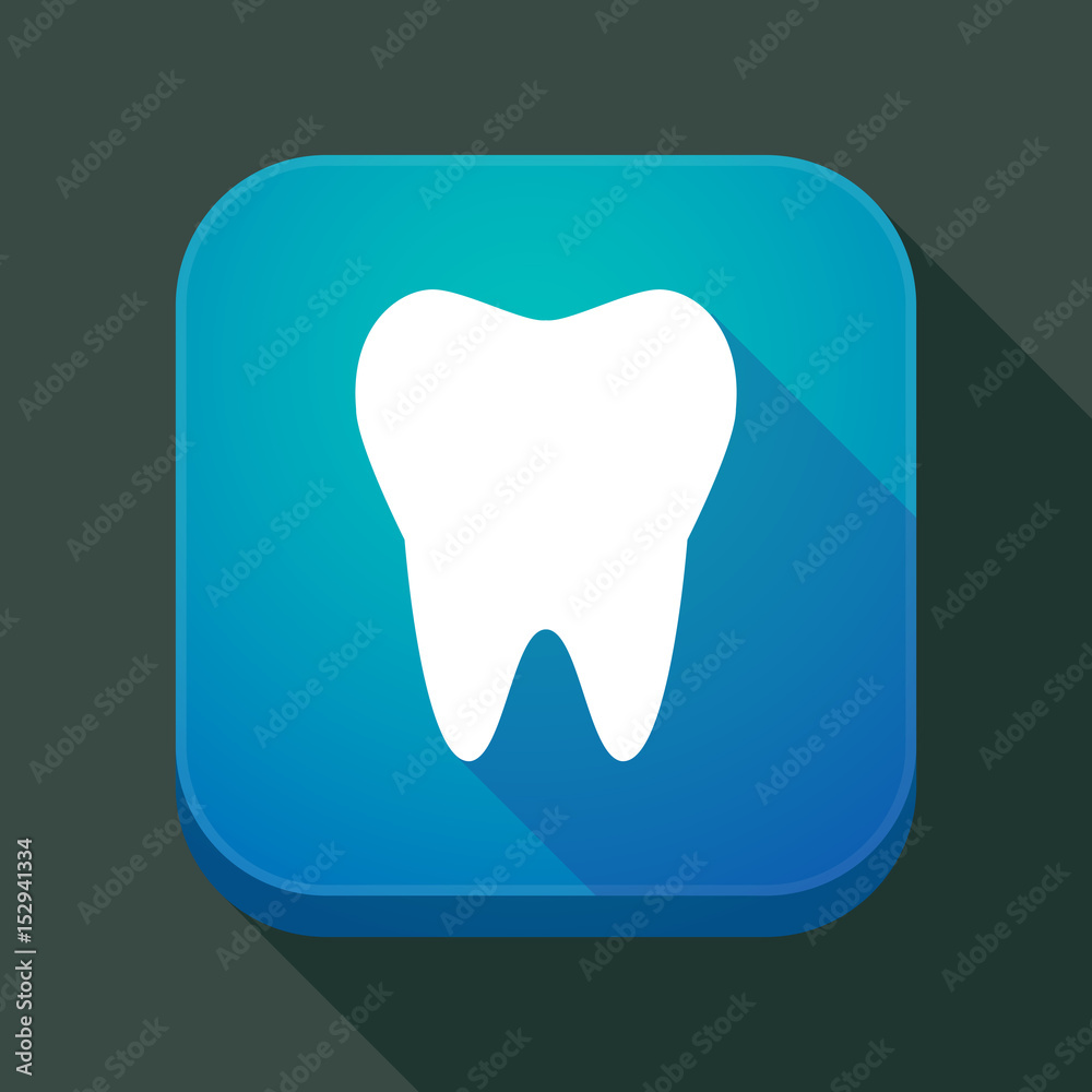 Long shadow app icon with a tooth Long shadow app icon with a tooth