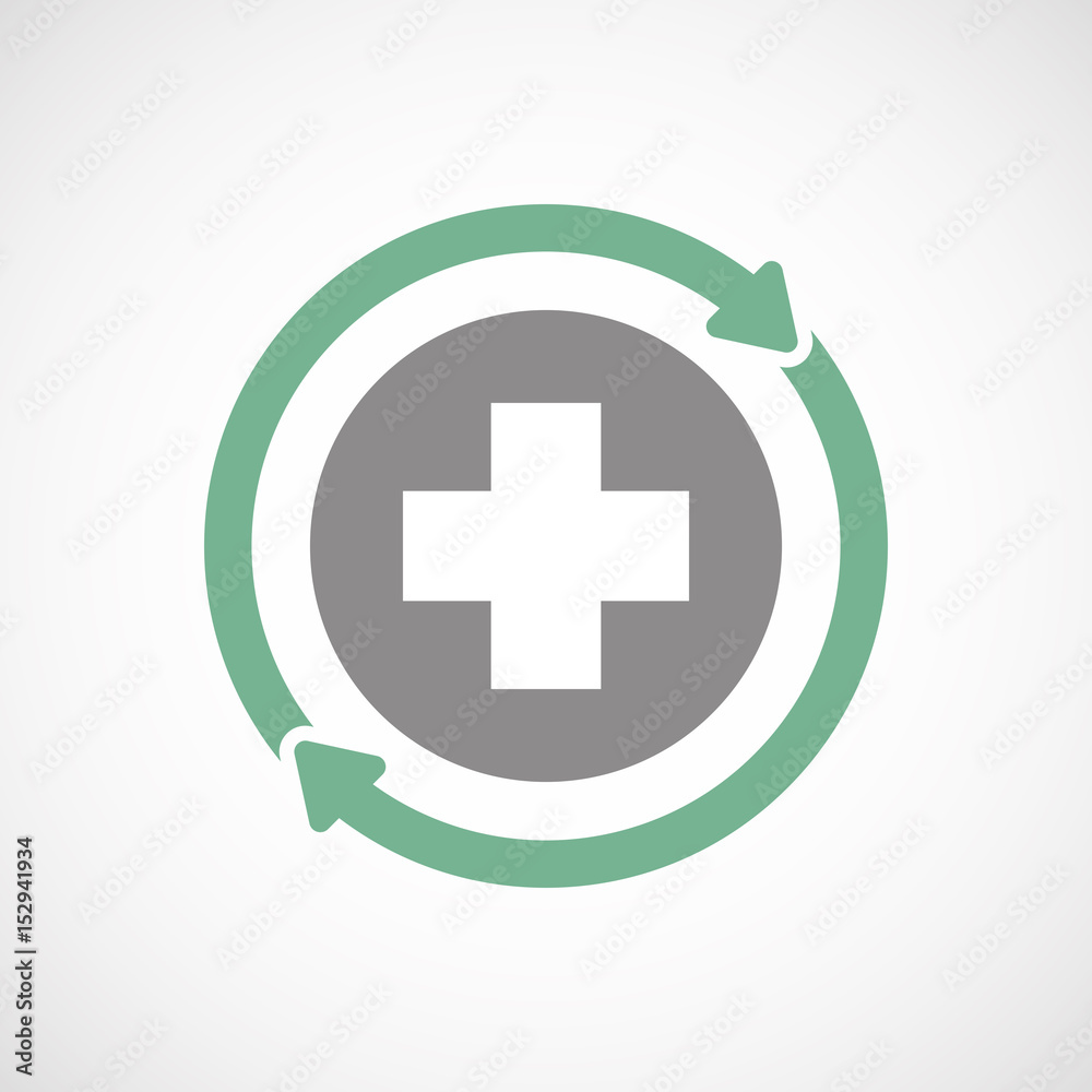 Isolated reuse icon with a round pharmacy sign Isolated reuse icon with a round pharmacy sign