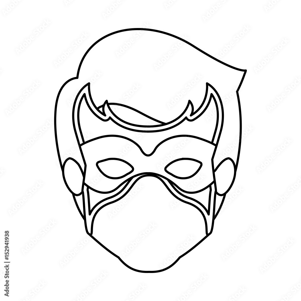 monochrome contour of faceless guy superhero with mask vector illustration monochrome contour of faceless guy superhero with mask vector illustration