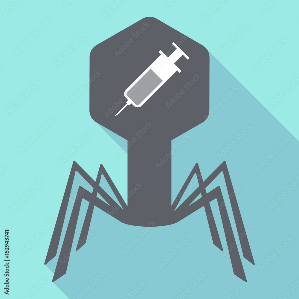 Fototapeta premium Long shadow virus with a syringe