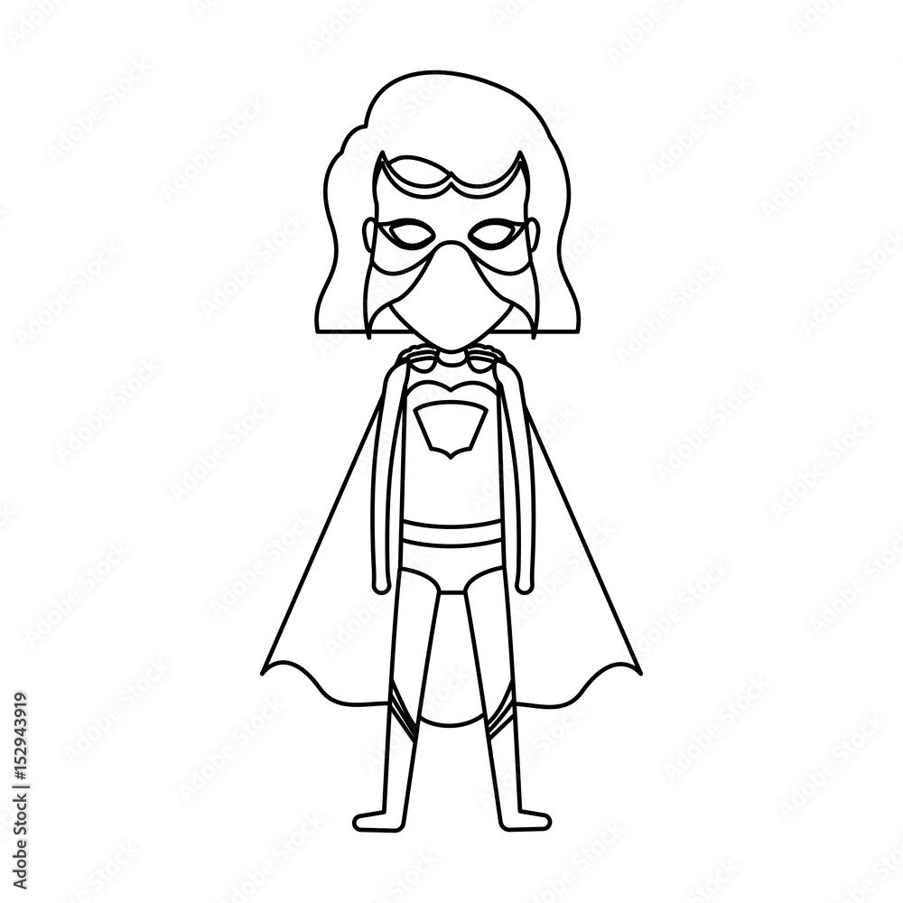 monochrome contour faceless of standing girl superhero with short hair vector illustration monochrome contour faceless of standing girl superhero with short hair vector illustration