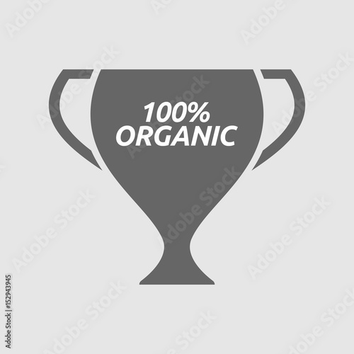 Isolated cup with    the text 100% ORGANIC