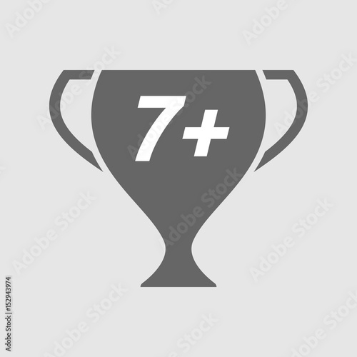 Isolated cup with    the text 7+