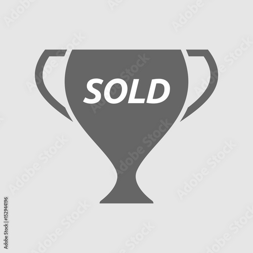 Isolated cup with    the text SOLD