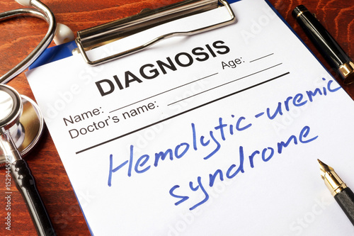 Medical form with diagnosis Hemolytic-uremic syndrome (HUS). photo