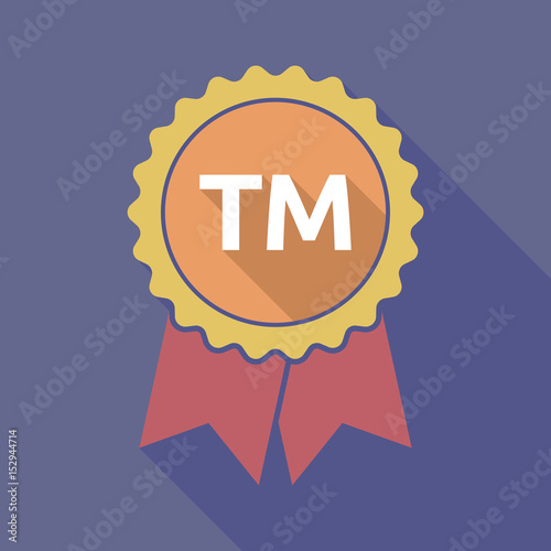 Long shadow badge with    the text TM