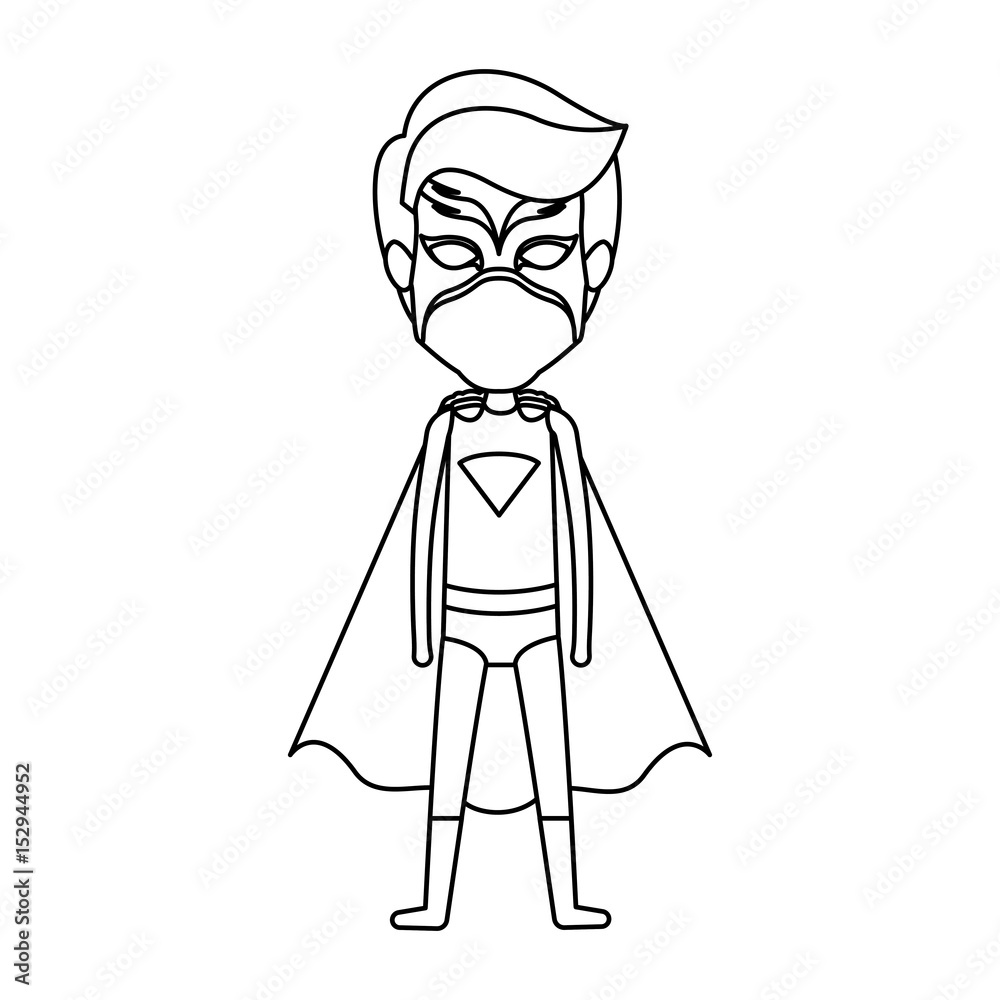 monochrome contour faceless of standing male superhero vector illustration monochrome contour faceless of standing male superhero vector illustration