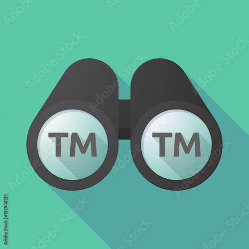 Long shadow binoculars with    the text TM