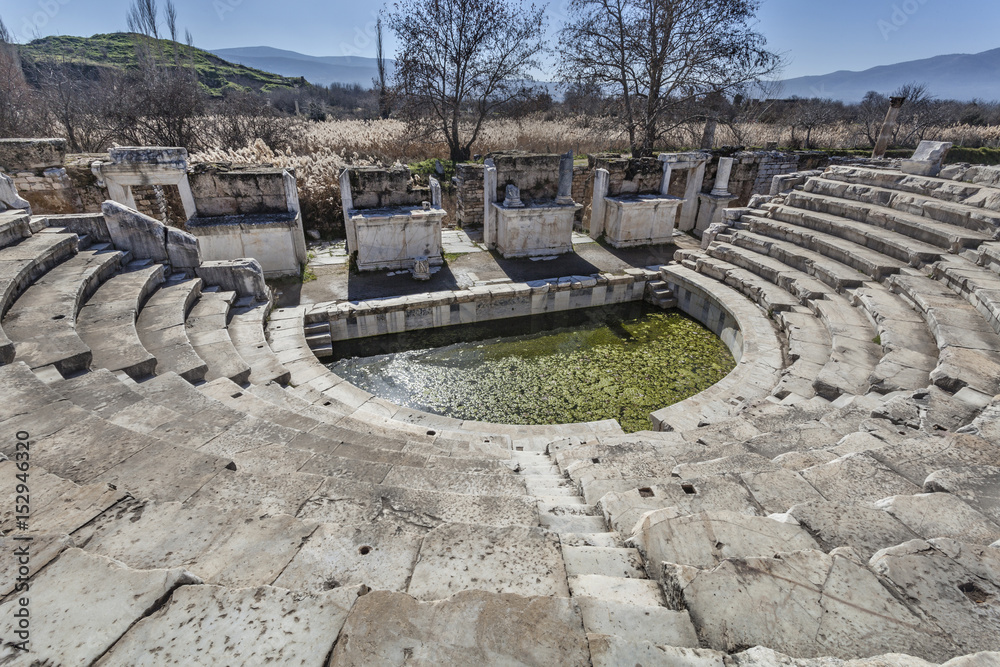 The bouleuterion (council house) or odeon in Aphrodisias, Geyre, Caria, Turkey