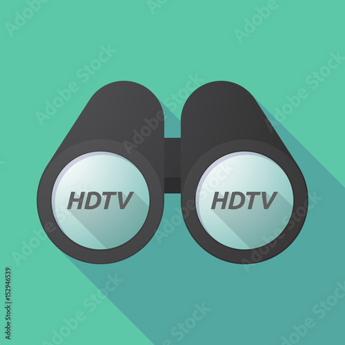Long shadow binoculars with    the text HDTV