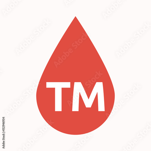 Isolated blood drop with    the text TM