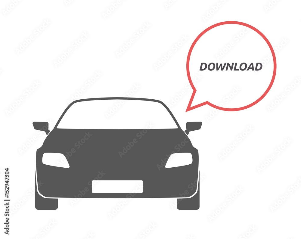 Isolated car with    the text DOWNLOAD