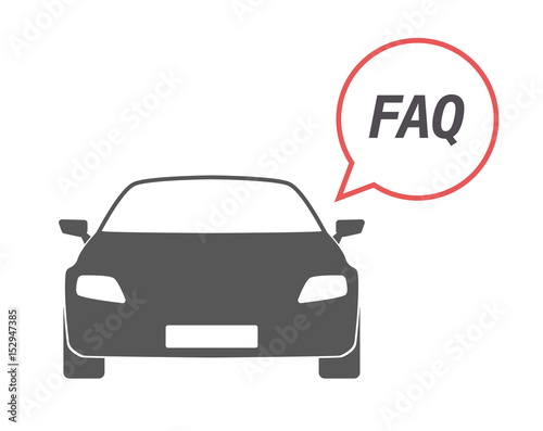 Isolated car with    the text FAQ