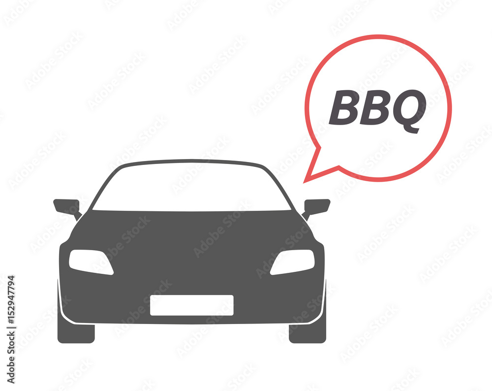 Isolated car with    the text BBQ