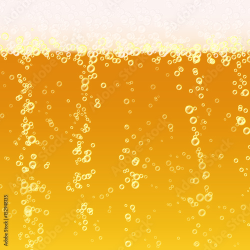 Beer Foam Background. Realistic Beer Texture. Light Bright, Bubble And Liquid. Vector Illustration