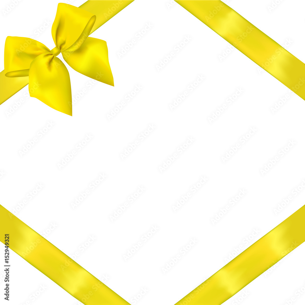 vector yellow realistic bow with ribbons vector yellow realistic bow with ribbons