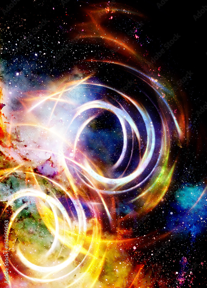 Cosmic space and stars with light circle. Cosmic space and stars with light circle.