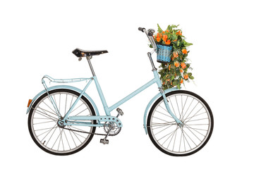 Leinwandbilder Fahrrad Altes Retro Fahrrad mit Frühlingsblumen  © ipolstock