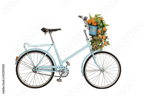 Old retro bicycle with flowers