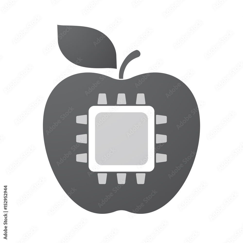 Isolated apple fruit with a cpu Isolated apple fruit with a cpu