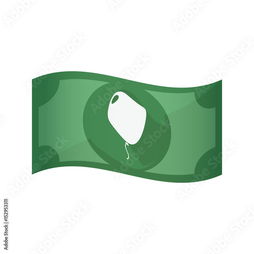 Isolated bank note with a balloon