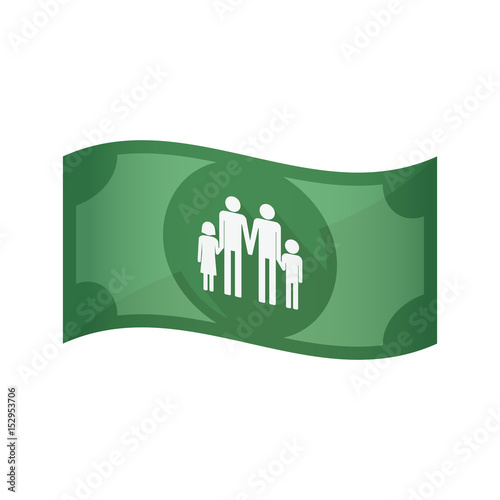 Isolated bank note with a gay parents  family pictogram