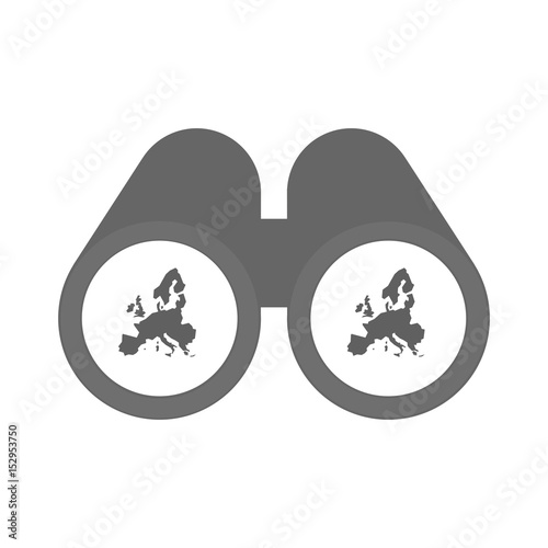Isolated binoculars with  a map of Europe