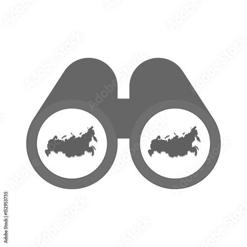 Isolated binoculars with  a map of Russia