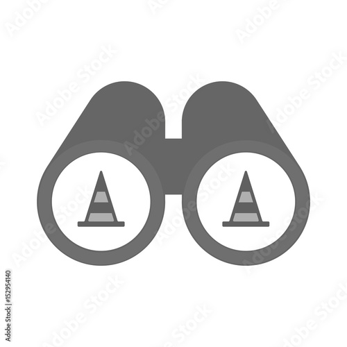 Isolated binoculars with a road cone