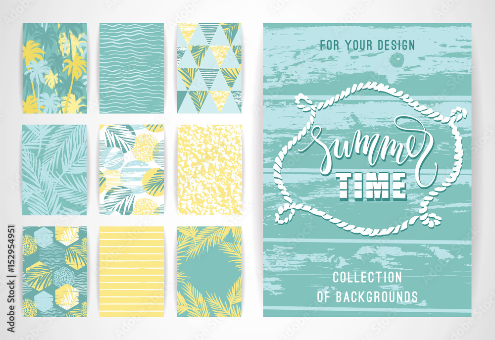 Set of summer background templates. Design elements for poster, brochure, card, cover, flyer, web and other users.