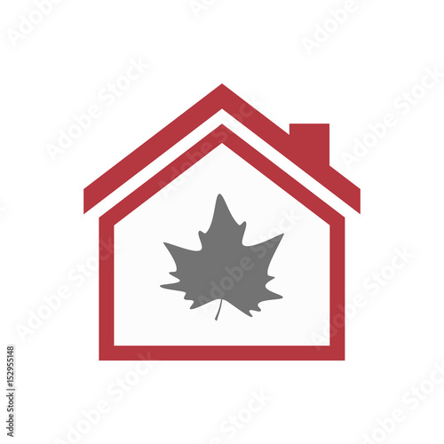 Isolated house with an autumn leaf tree