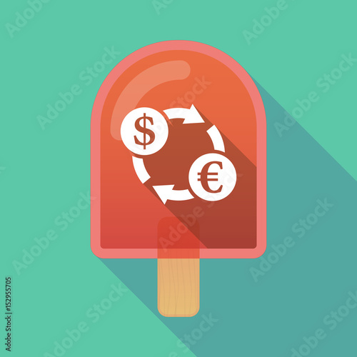 Long shadow ice cream with a dollar euro exchange sign