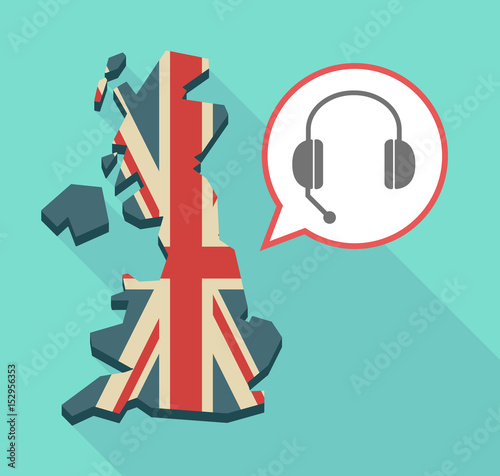 Long shadow UK map with  a hands free phone device