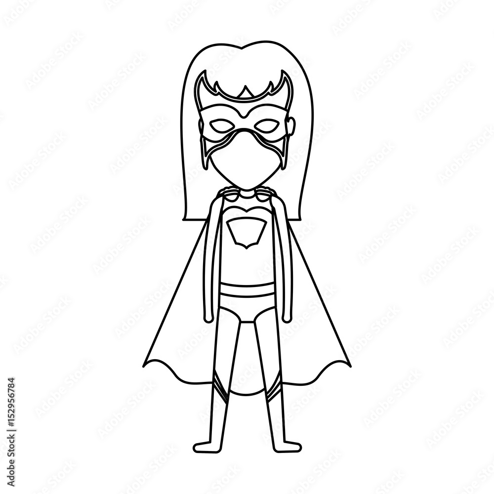 monochrome silhouette faceless with standing woman superhero with long hair vector illustration monochrome silhouette faceless with standing woman superhero with long hair vector illustration