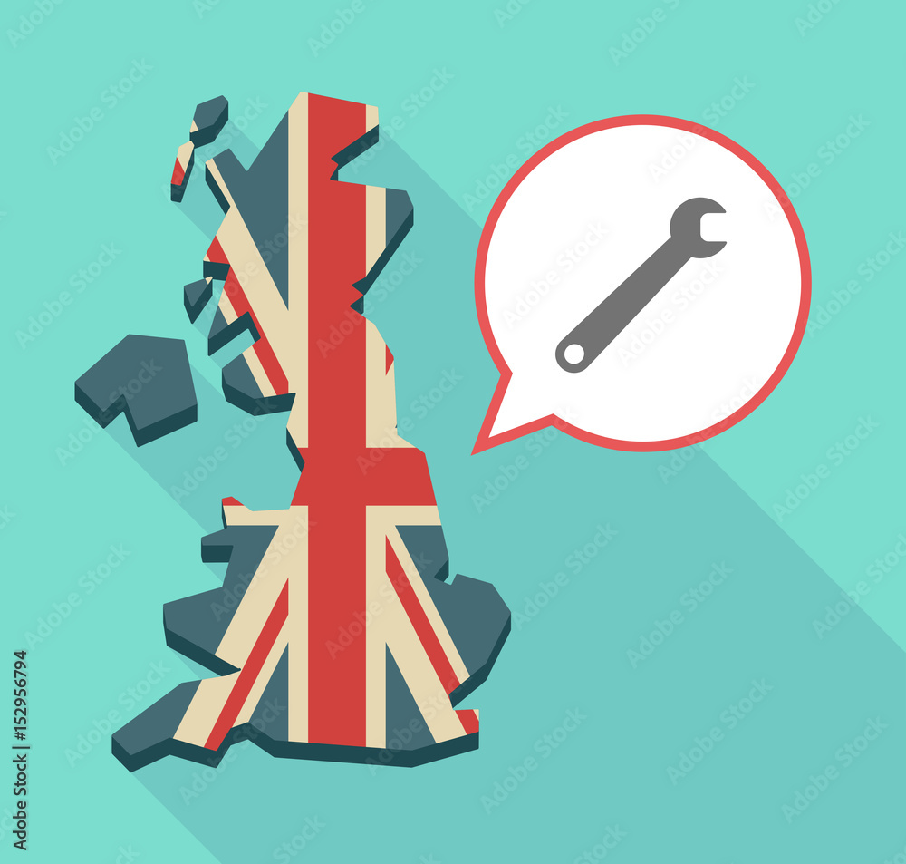 Long shadow UK map with a spanner Long shadow UK map with a spanner