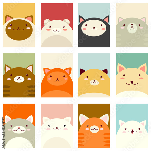 Valentine banner with cute cats