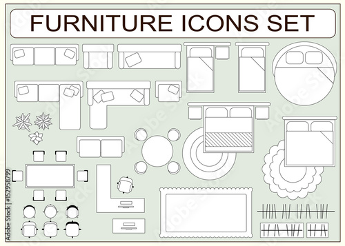 Set of simple furniture vector icons as design elements