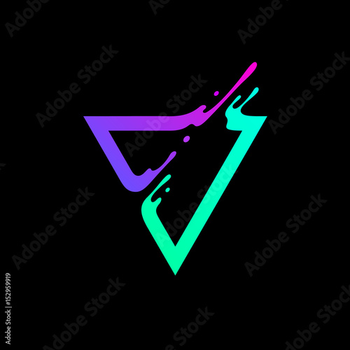 Vector illustration. Abstract colorful triangle. Dynamic splash liquid shape. Background for poster, cover, banner, placard. Logo design