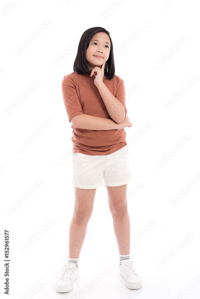 Cute Asian girl standing on white background Cute Asian girl standing on white background