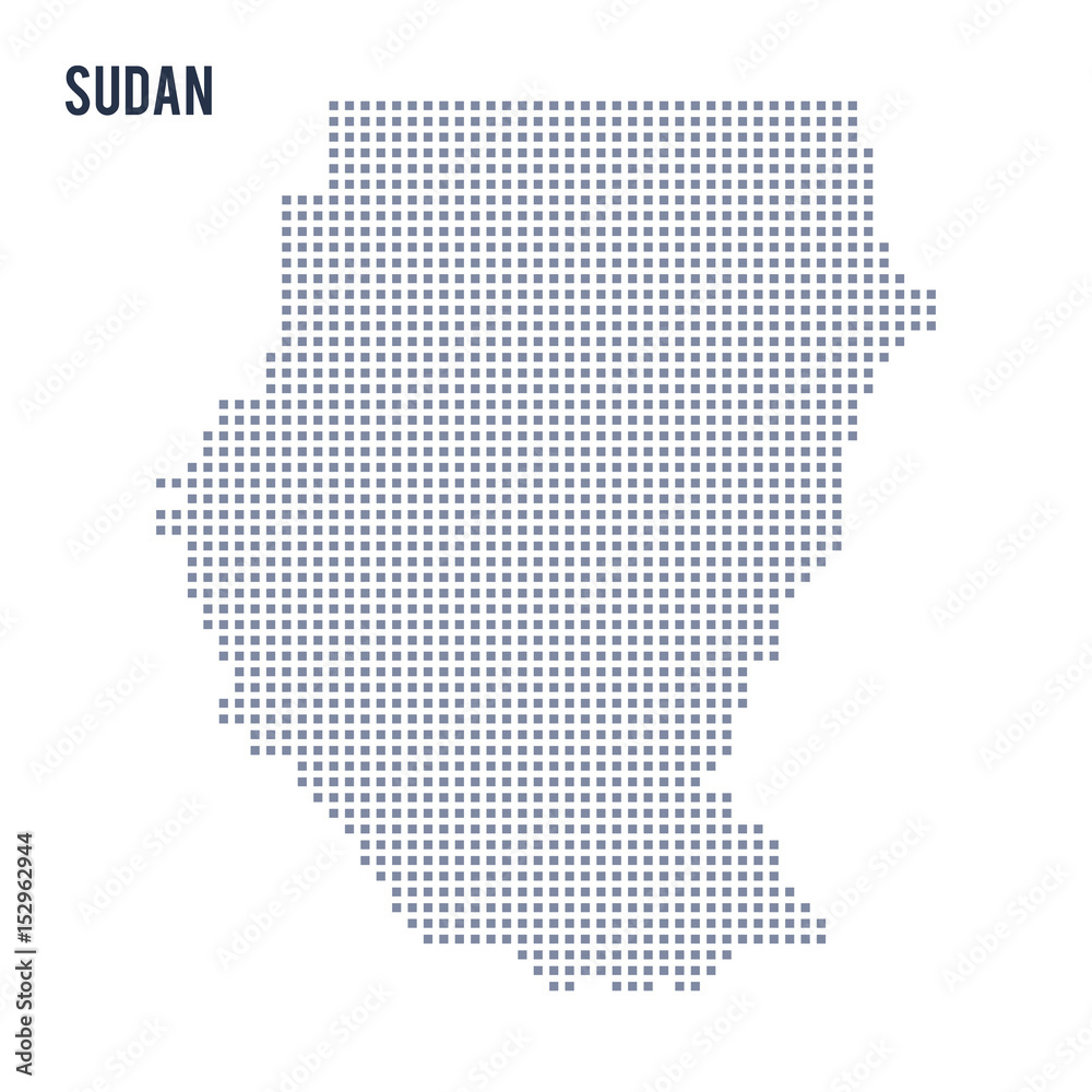 Vector pixel map of Sudan isolated on white background