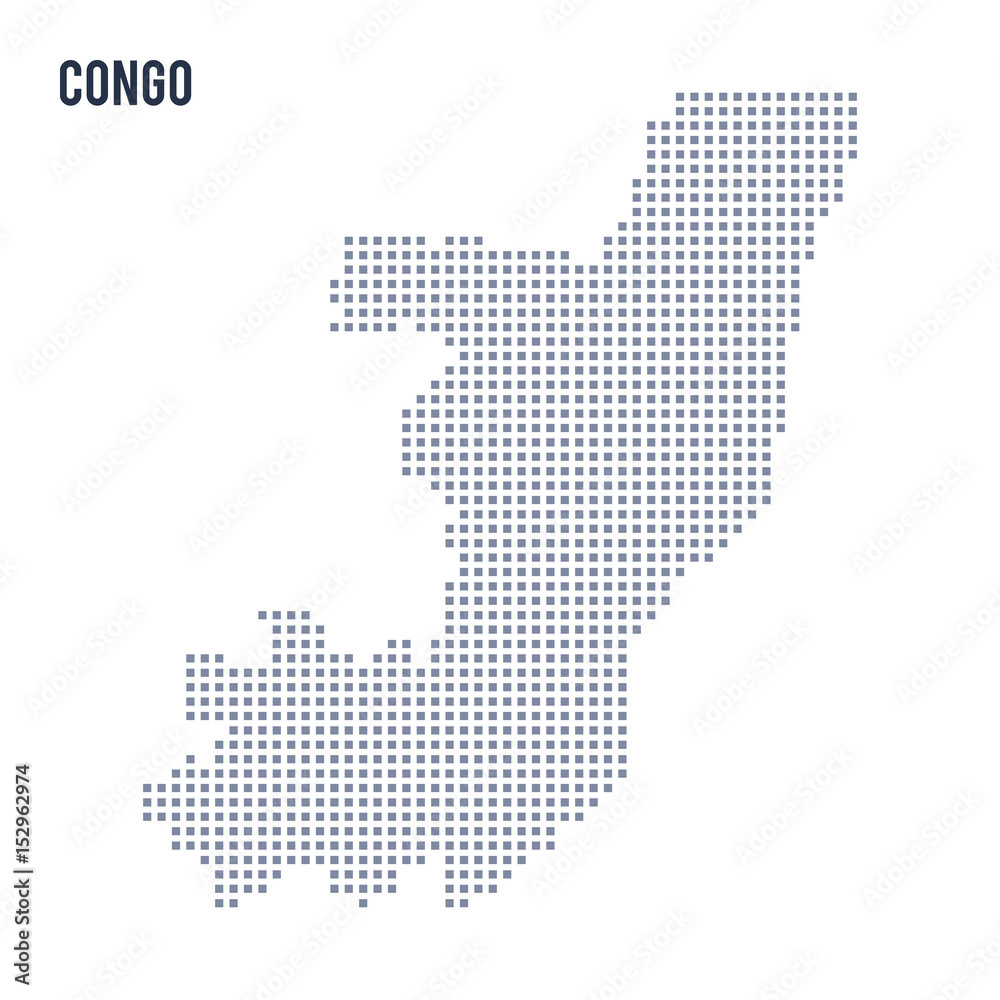 Vector pixel map of Congo isolated on white background