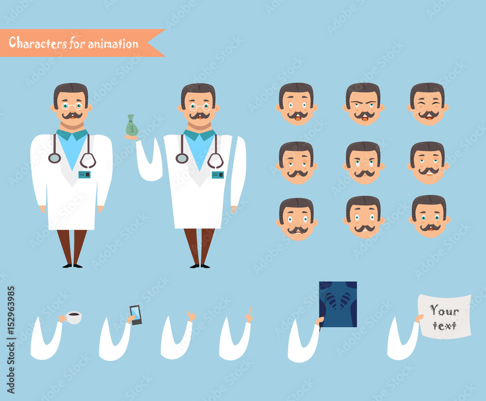Smart doctor presenting in various action. Smart doctor presenting in various action.