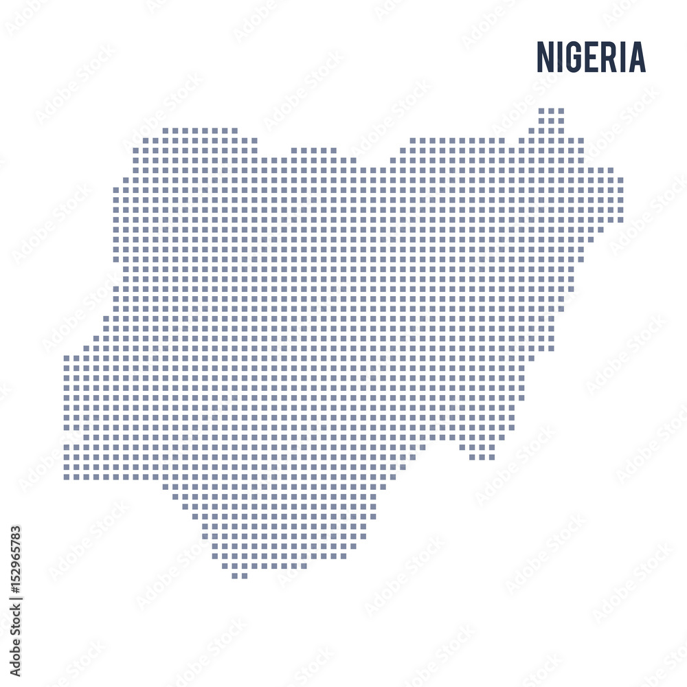 Vector pixel map of Nigeria isolated on white background